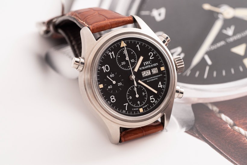 Nút bấm bổ sung tại vị trí 10 giờ trên đồng hồ IWC Doppelchronograph được thiết kế bởi Richard Habring